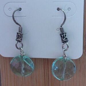 Silver Hook Sea Foam Green Earrings